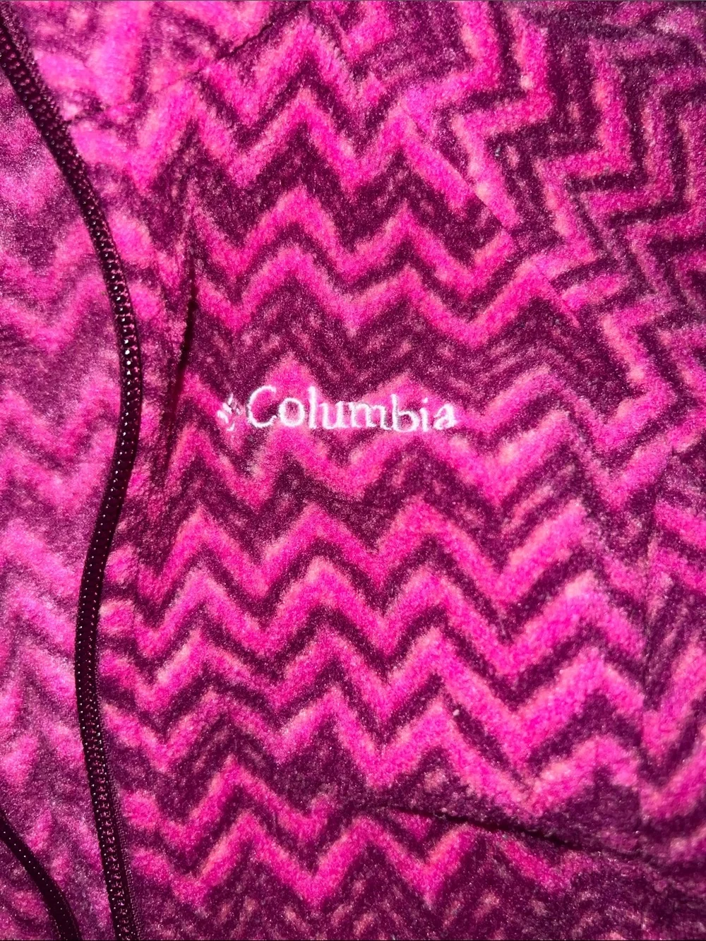 Columbia Pink Chevron Zip-Front Kids Jacket